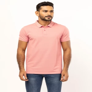 Dusty Pink Cotton Slim Fit Polo Shirt